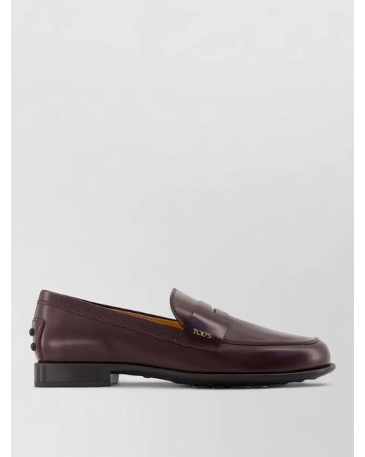 Tod's Brown Gomma Leather Loafers Rubber Sole