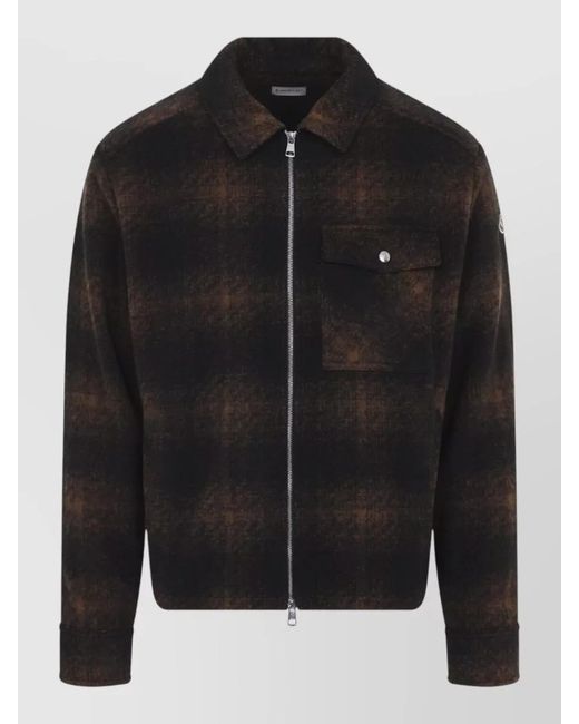 Moncler Black Checked Shirt Jacket for men