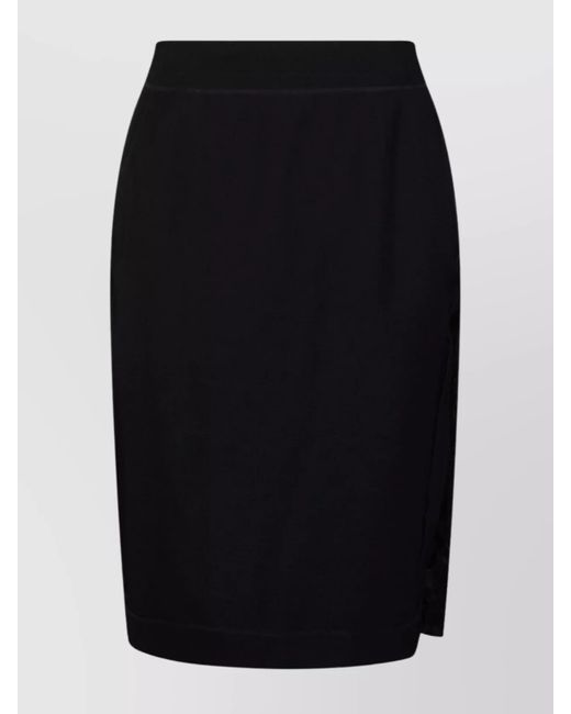 Maison Margiela Black Wool Midi Straight Skirt