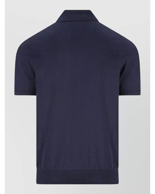 Brunello Cucinelli Blue Cotton Short-Sleeve Polo Shirt for men