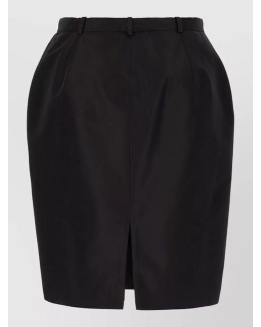 Gucci Black Tailored Faille Skirt Belt Loops Slits