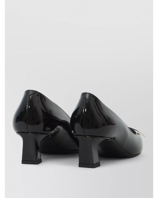 Roger Vivier Black Belle Vivier Trompette Leather Ballerina Shoes