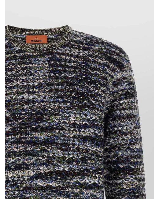 Missoni Gray Regular Crew Neck 3D Knit Sweater for men