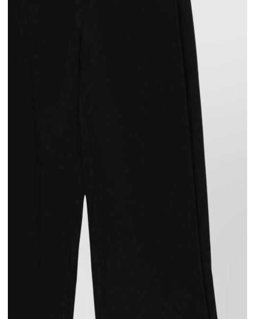 Emporio Armani Black Wide Leg Cotton Trousers Elastic Waistband
