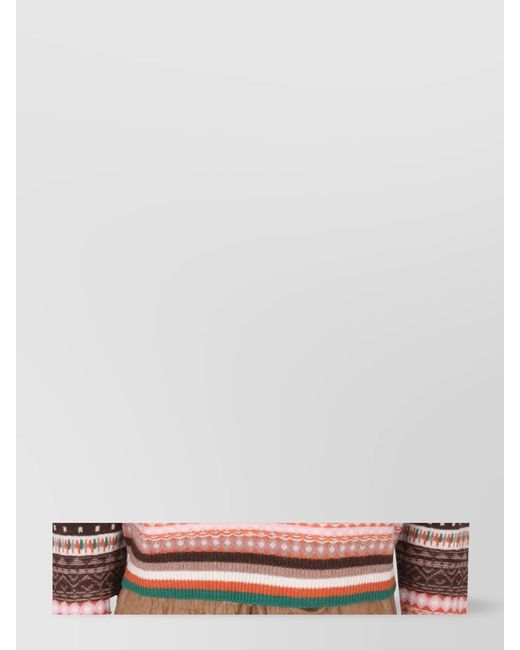 Ballantyne Brown Ribbed Crewneck Jumper