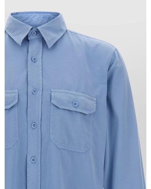 Tom Ford Blue Faille Shirt Long Sleeves Buttoned Collar for men