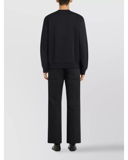 Courreges Blue Cotton Buttoned-Shoulder Crewneck Sweatshirt for men