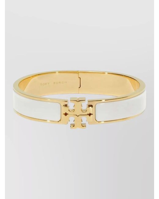 Tory Burch Metallic Kira Hinged Bracelet Tone Enamel