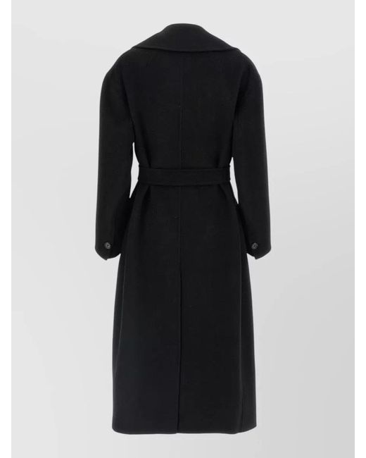 Max Mara Black Cashmere Double-Breasted Long Coat