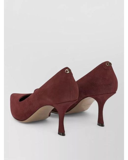 Ferragamo Red Elydea 70Mm Pumps Pointed Toe Suede