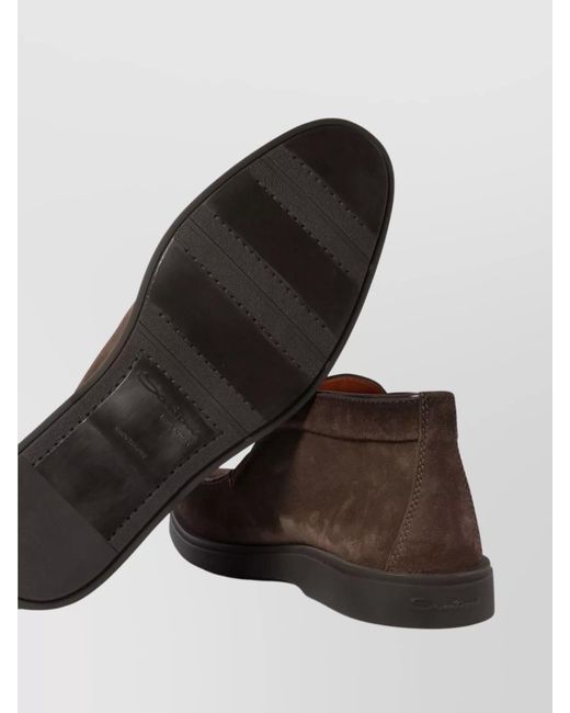 Santoni Brown "Dragon" Suede Ankle Boots With Round Toe for men