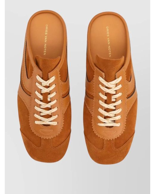 Dries Van Noten Brown Leather Slippers for men