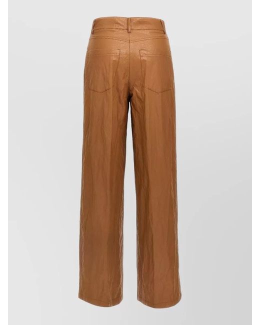 Nude Brown Textured Leather Effect Pants Belt Loops
