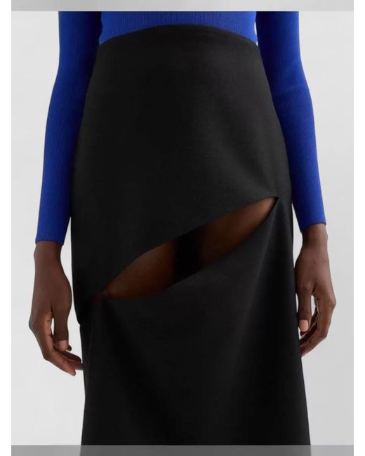 Jil Sander Black High Waist Pencil Midi Skirt Asymmetric