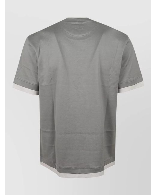 Eleventy Gray Crew Neck Short Sleeve T Shirt Contrast Trim for men
