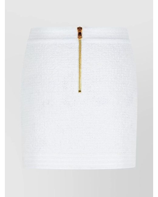Balmain White High-Rise Mini Skirt