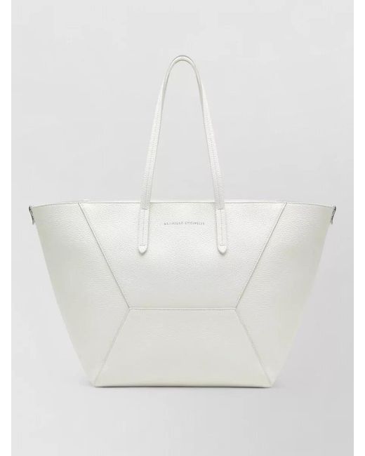 Brunello Cucinelli White Tote Bag Dual Handles Structured Shape