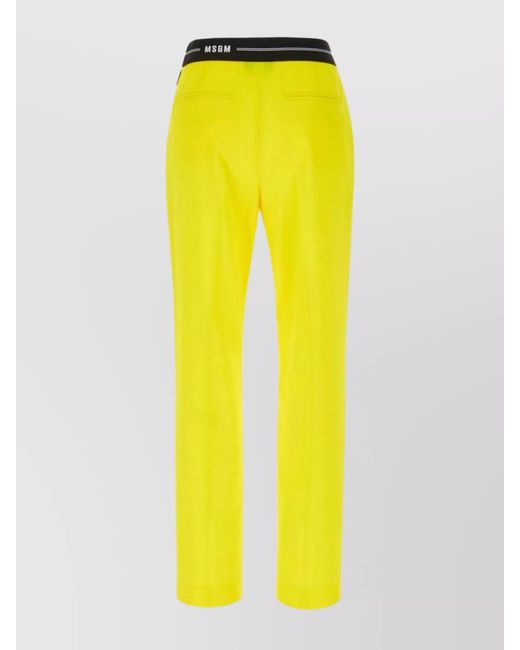 MSGM Yellow Virgin Wool Straight-Leg Trousers