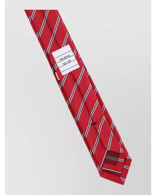 Thom Browne Red Striped Necktie Soft Texture Standard Width Adjustable for men