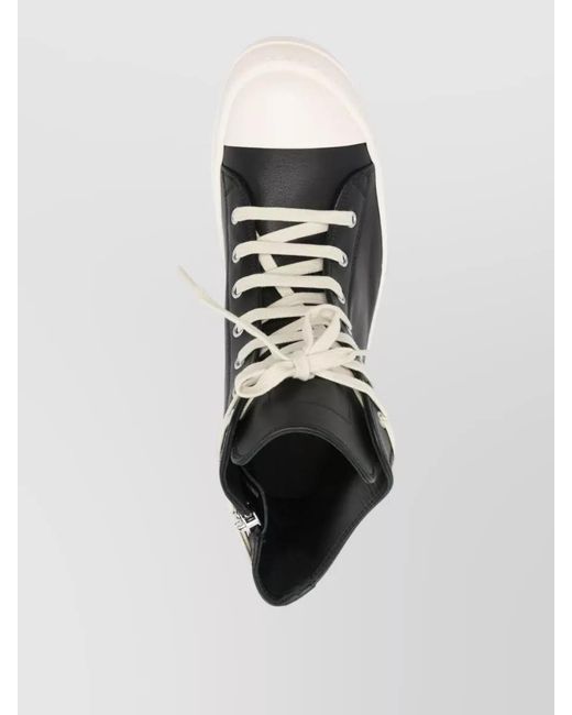 Rick Owens Black Leather High-Top Sneakers