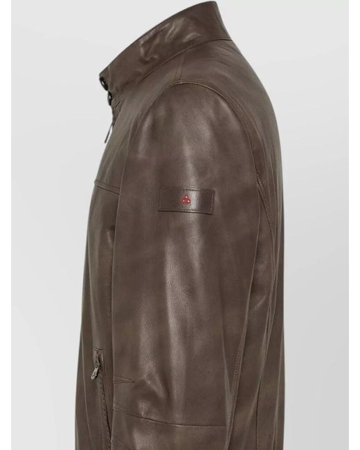 Peuterey Brown Jackets High Collar Ribbed Cuffs Side Pockets for men