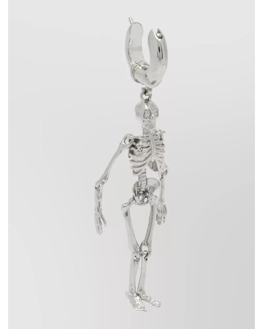 McQueen Gray Skeleton Design Polished Finish Statement Earrings for men