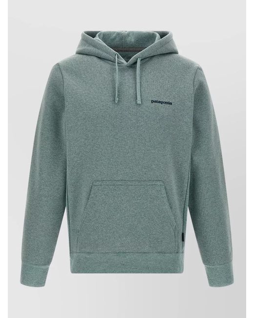 Patagonia Green Logo Hoodie Kangaroo Pocket Ribbed Cuffs for men