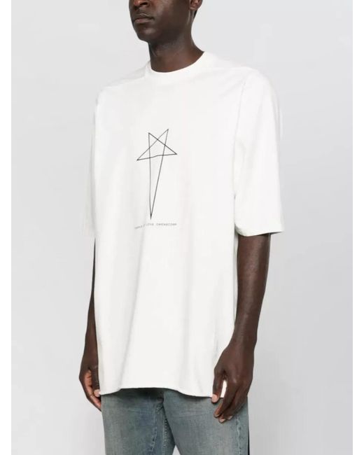 Rick Owens White Graphic Print Cotton Short-Sleeve T-Shirt for men