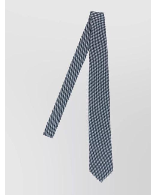 Brioni Blue Slim Textured Jacquard Tie With Pointed Tip for men