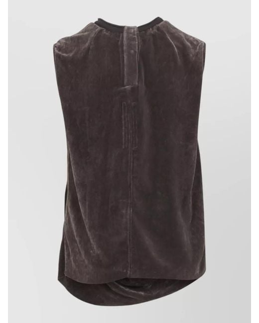 Rick Owens Brown Velvet Jersey Draped Sleeveless Evening Top