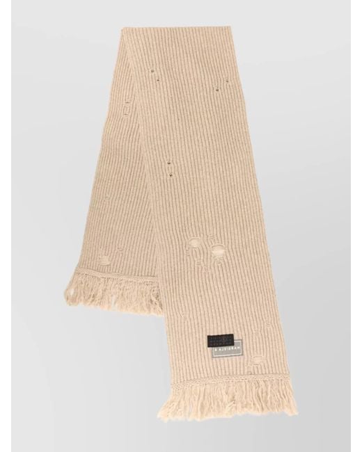 MM6 by Maison Martin Margiela Natural Wool Blend Scarf Distressed Effect for men