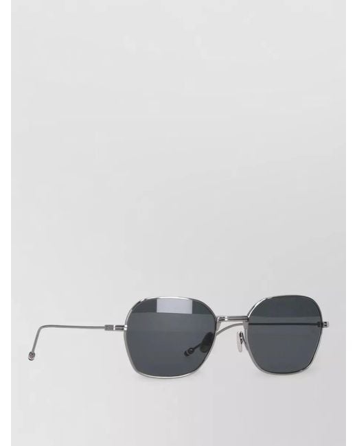 Thom Browne Gray Titanium Rectangular Sunglasses Metal Frame Design for men
