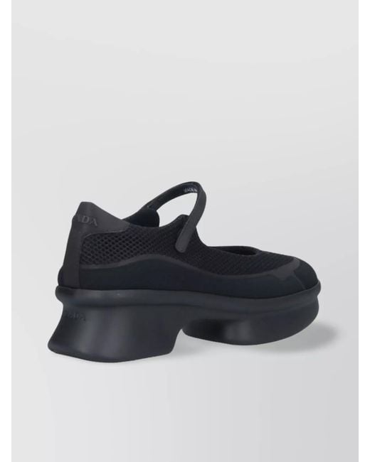 Prada Blue Mesh Platform Ballerina Shoes