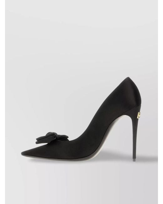 Dolce & Gabbana Black Silk Satin Pointed-Toe Pumps