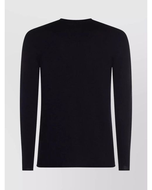 Giorgio Armani Black Timeless Crewneck Sweater With Long Sleeves for men