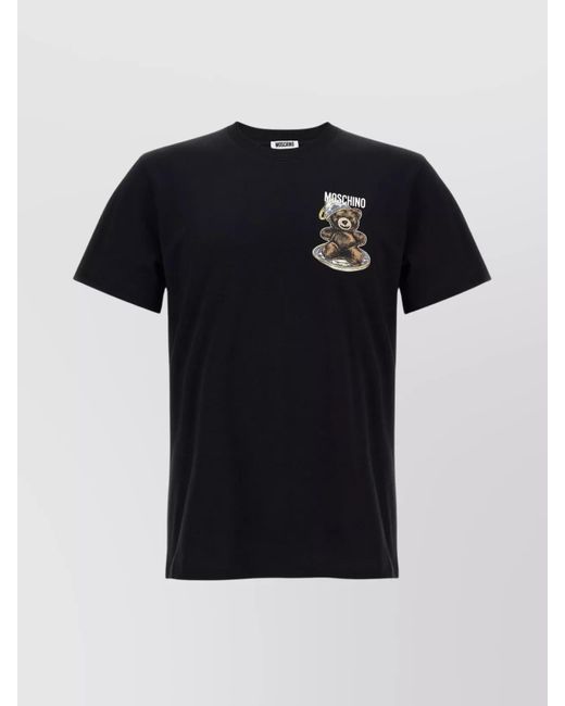 Moschino Black Logo Print Cotton Short Sleeve T-Shirt for men