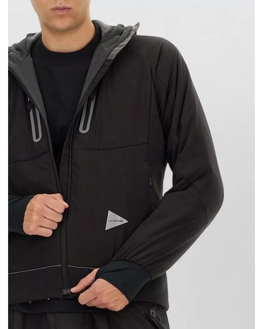 And Wander Black Nylon Hooded Jacket for men