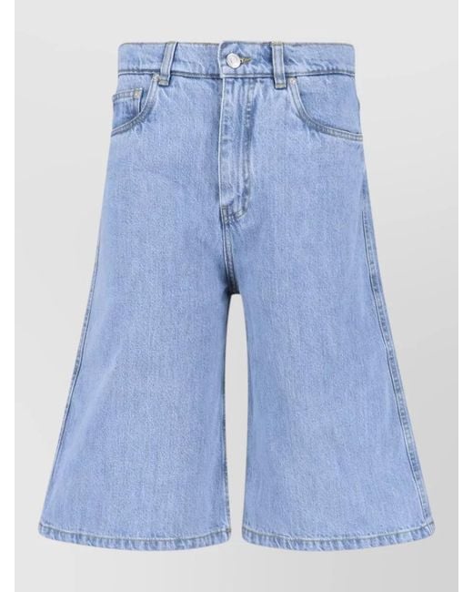 Coperni Blue Straight Shorts Belt Loops Back Pockets