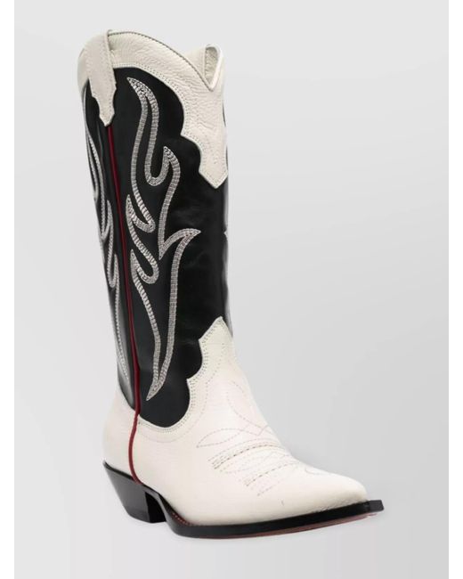 Sonora Boots White Leather Embroidered Western Boots