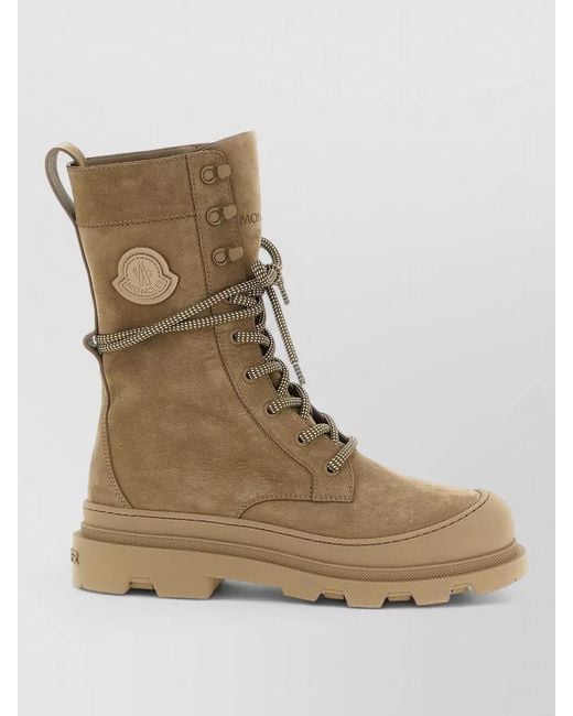 Moncler Natural Vera High Lace Up Suede Boots