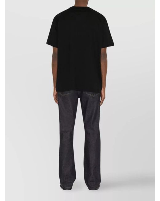 Burberry Black Organic Cotton Ribbed Crew-Neck Logo-Print T-Shirt for men