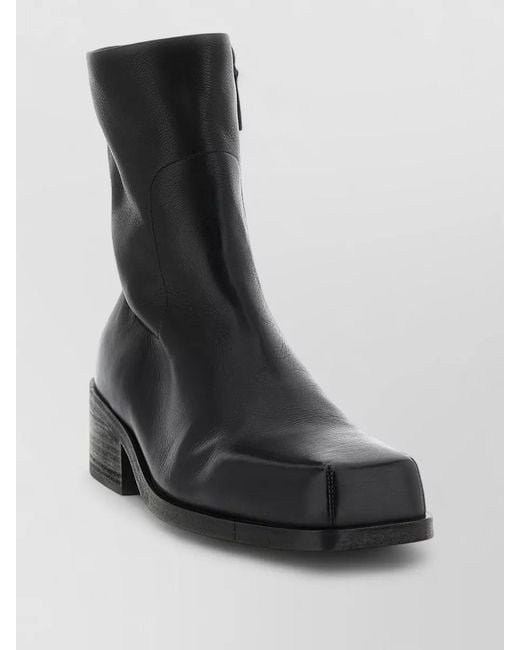 Marsèll Black Cassello Ankle Boots Block Heel Square Toe for men