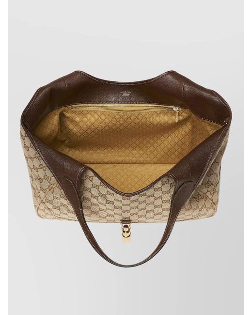 Gucci Natural Mercato Orig Tote Bag Leather Trim Handle