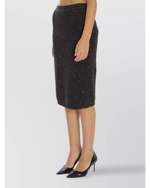 Bottega Veneta Black Wool Skirt With English Rib Knit
