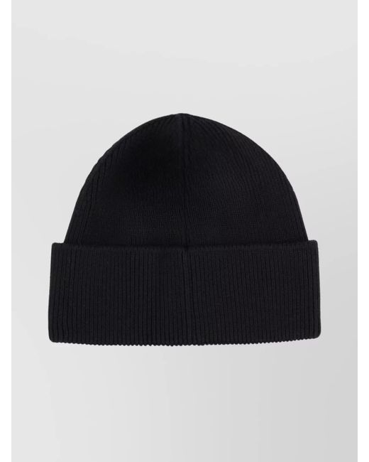 MARINE SERRE Black Merino Wool Ribbed Beanie