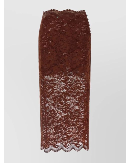 Rabanne Brown Lace Midi Skirt