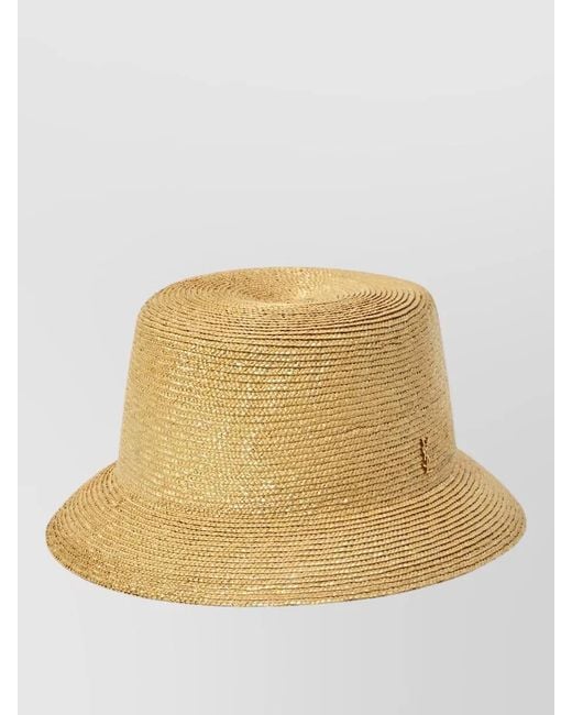 Saint Laurent Natural Straw Fedora Hat Short Brim