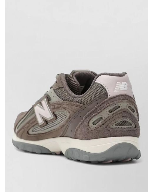 New Balance Gray Mesh Sneakers Suede Overlays Rubber Sole