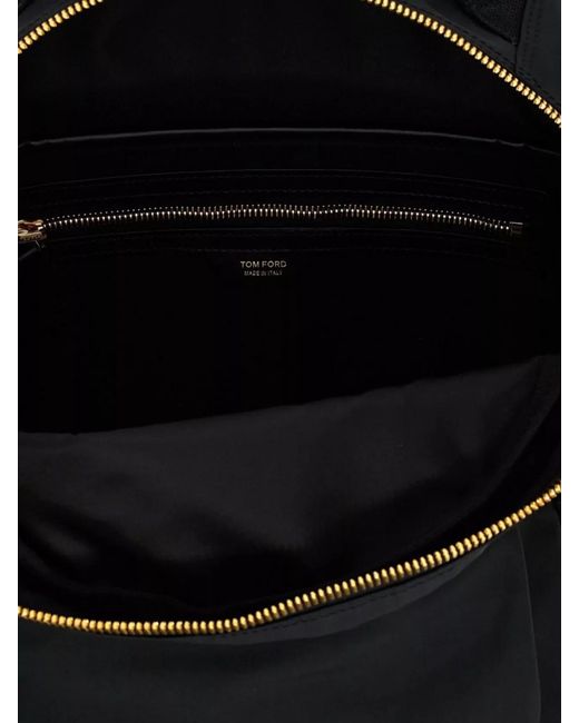Tom Ford Black Leather Trim Backpack for men