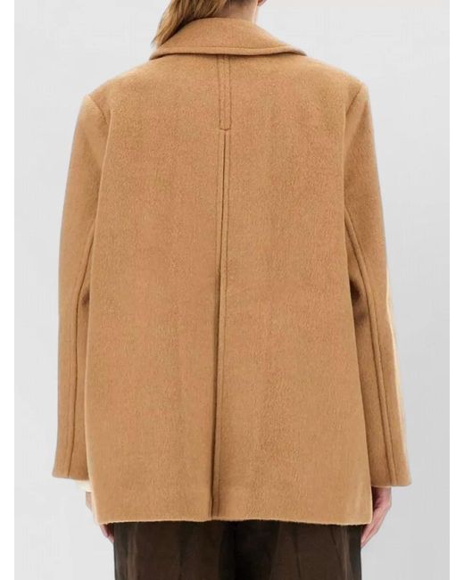 Ganni Brown Wool Blend Coat Double Breasted Buttons